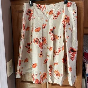 Banana Republic silk skirt orange flowers
